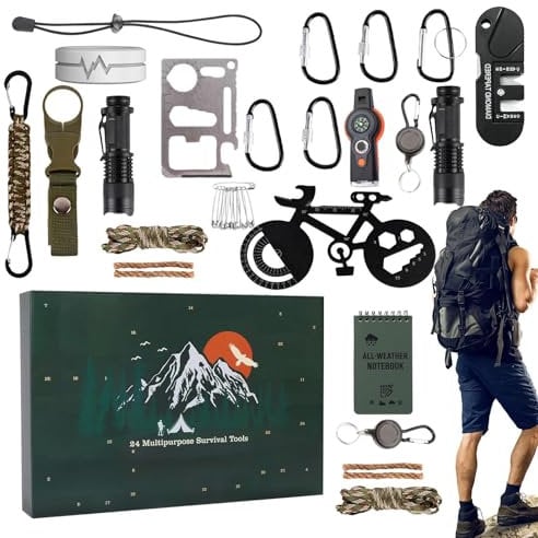 Survival Kit Adventskalender 2024, Adventskalender 2024 Für Männer, Survival Kit, Praktischer Weihnachtskalender Für Survival-Kits, Kleine Und Leichte Weihnachtsgeschenke Für Männer