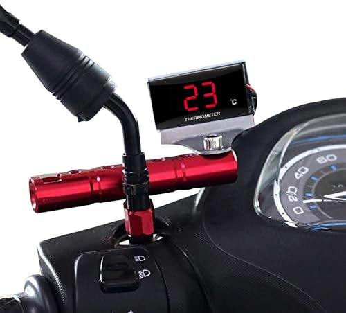 TOTMOX Termometro digitale universale per moto a LED con sensore, indicatore della temperatura dell'acqua 0-120 ℃ per scooter da corsa 12V, luce rossa