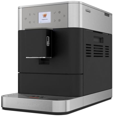 KitchenAid Kaffeevollautomat Maschine I KF6 I Heißgetränke von Espresso bis Cappuccino I mit 15 voreingestellten Getränken, automatischem Aufschäumen und Erwärmen von Milch (Schwarz)