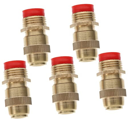 BEBEMOKO 5 Stück-Pack Verstellbare Messing Schlauchsprüher 3/4 Zoll für Gartenbewässerung Autowäsche Tierpflege Goldfarben 2X2X4,5cm
