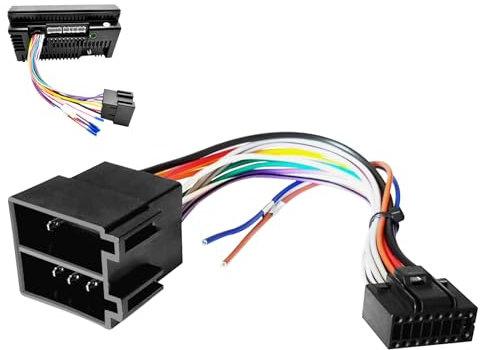 keyxer 16 Pin für ISO Adapterkabel Universal mit Lenkradsteuerleitungen & Rückwärtssteuerleitung, Autoradio Stecker, Auto Radio Adapter Stecker für Android Autoradio Kompatibel mit VW, BMW, Audi
