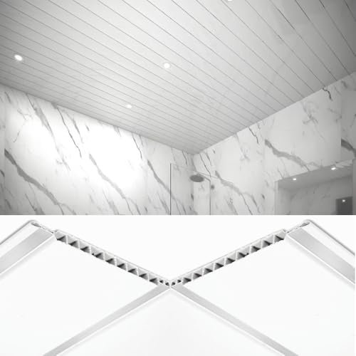 Bathroom Ceiling Cladding Panels - White Gloss Finish with Chrome Strips - 200mm (W) x 2.6 Metres (L) - 4 Length Pack