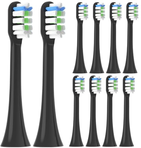 10er Ersatzbürsten für BOOMBRUSH Elektrische Zahnbürste, ErsatzKöpfe Kompatibel mit boom brush Ersatzbürstenkopf Aufsteckbürsten Schwarz
