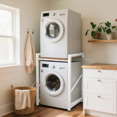 Waschmaschinenregal, CUPCHID Waschmaschinenschrank mit 3 einstellbare Höhe 350kg Ladungskapazität, regal über waschmaschine trockner schrank mit dicker Stahlrahmen für Badezimmer balkon, 73*63*105cm