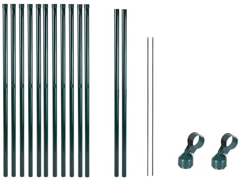 Garmix Zaunpfostenset Zaunpfahl Gartenzaun Metall 175cm Grün 11 Stück