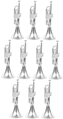 SOPOTUTU 10stücke Teiliges Miniatur Trompeten Silberne Musikinstrumente Für Dekoration Für Weihnachts Und Projekte Langlebig Und Bruchsicher