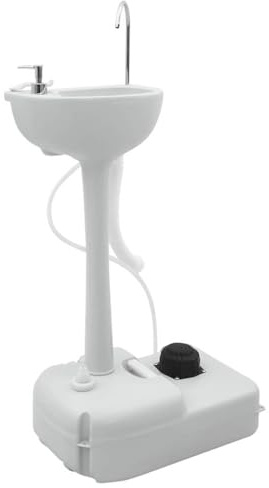 vidaXL Lavandino Portatile da Campeggio Grigio 50,5 x 33 x 103 cm, Giardino e terrazza, lavabo Portatile, igiene Moderna, Accessori per Campeggio e Viaggi, Must-Have Estivo