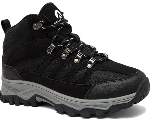 HODTOB Hiking Boots Mens Womens Lace-up Non-Slip Outdoor Men Women Mountain Trekking Shoes for All Season Walking Travelling Backpacking Camping Shoes Sneaker Black-7.5UK