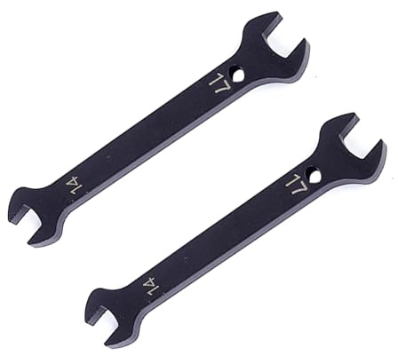 Mandouer 14mm x 17mm Double Open End Spanner, Thin Carbon Steel Wrench | Lightweight and durable, super thin 3mm profile for tight spaces, ideal for motorcycle, workshop and home DIY (4-Piece)