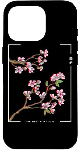 Japanese Aesthetic Vaporwave Cherry Blossom Glitch Anime Case for iPhone 16 Pro