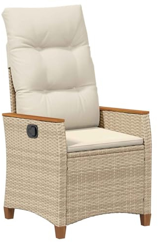 vidaXL Verstellbarer Gartenstuhl Beige und Creme 64 x 57,5 x 112 cm, Garten und Terrasse, moderner Rattan Sitz, bequemer Verstellbarer Stuhl, Terrassenliegestuhl