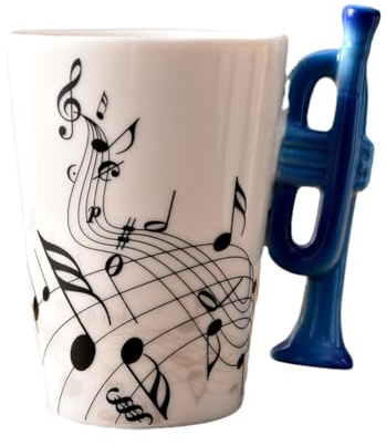 Stineng 240 Ml Keramiktasse, Musik-Keramikbecher, Niedliche Kaffee-, Tee-, Milch-, Stabbecher und Tassen mit, Neuheitsgeschenke, Trompete
