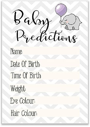 The Little Party Company Baby Shower Game - Pack of 15 Baby Prediction Cards - Grey Chevron Design