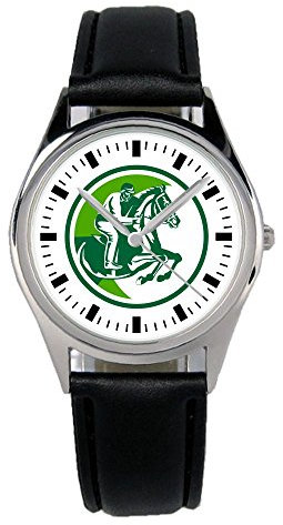 KIESENBERG Armbanduhr Reiter Pferdesport Pferdeliebhaber Geschenk Artikel Idee Fan Damen Herren Unisex Analog Quartz Lederarmband Uhr 36mm Durchmesser B-2186
