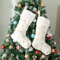 Deggodech Traditionelle Weihnachtsstrümpfe weißes Kunstfell groß 56cm zum Aufhängen Weihnachtsstrümpfe personalisierbar mit Goldener Schneeflocke für Weihnachten Kamin Dekoration Socken (Gold, 56cm)
