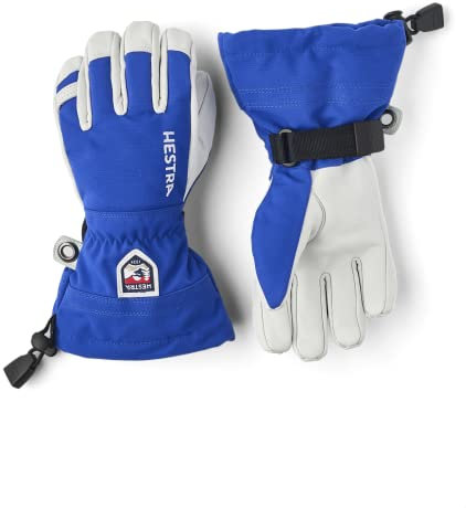 HESTRA Jungen Kid's Army Leather Heli Ski 5 Finger Handschuhe Blau/Grau 5