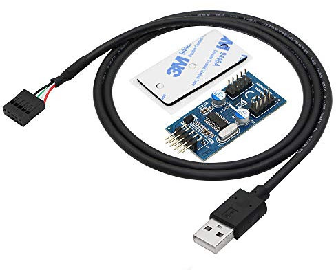 CERRXIAN Motherboard USB 2.0 A auf 9-poligen Header, 1 auf 2 Verlängerungs-Hub-Splitter-Adapter, 9-poliger Stecker-Adapter, Port-Multiplikator