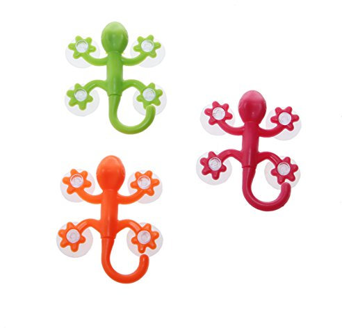 Buwei Gecko Powerful Kunststoff Vier Saugnäpfe Haken Wandhalterung Dekoration Badezimmer