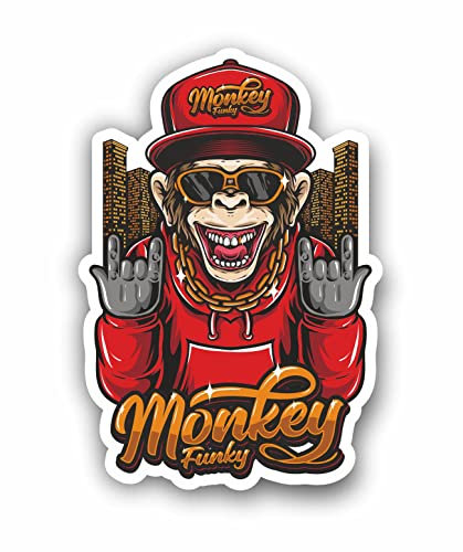 AMA SHOP Monkey funky PVC Aufkleber | Aufkleber für Helm, Motorrad, Wohnmobil, Boot, Auto, PC, Auto, AutoTuning |