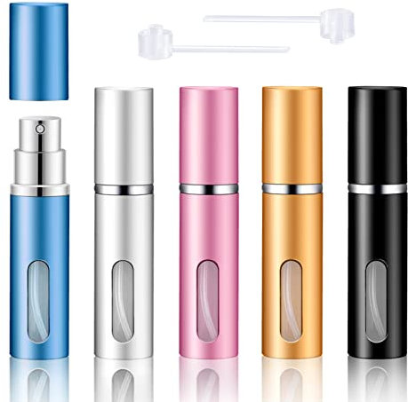 AWUMBUK Atomizador Perfume Recargable, Mini Perfumador 5 Ml, Bote Colonia, Rellenador Perfume Viaje 5 Pcs