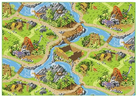 Carpet Studio Dino Teppich Kinderzimmer 140x200cm, Kinderteppich, Spielteppich Jungen & Mädchen, Teppiche für Babyzimmer, Schlafzimmer & Spielzimmer, Antirutsch, 30°C waschbar