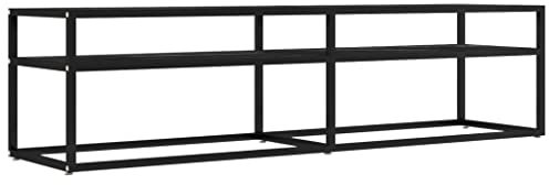 vidaXL TV Schrank Lowboard TV Möbel Tisch Board Sideboard Fernsehtisch Fernsehschrank HiFi-Schrank Schwarz Marmor-Optik 160x40x40,5cm Hartglas