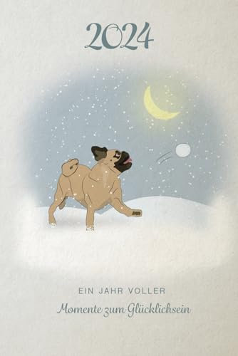 Mops Kalender 2024: Niedlicher Kalender 2024 mit farbigen Mops Illustrationen | A5 Format | Doppelseite für jede Woche | Mops Geschenke | Mops Artikel ... | Mops Kalender | Geschenke für Mopsliebhaber