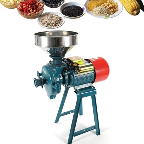 CYMYYDS Electric Grain Mill Grinder, Commercial Spice Grinder Stainless Steel Pulverizer Wet Dry Cereals Grinder with Funnel, for Dry Spice Herbs/Nut/Coffee/Rice,A