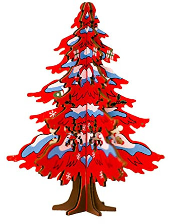 Trailrest Cuadros Juveniles Baratos Adornos de Navidad Árbol de Navidad Pintado Adorno de Escritorio Mini árbol de Navidad de Decoración Adorno Sujeta Papeles (Red, One Size)