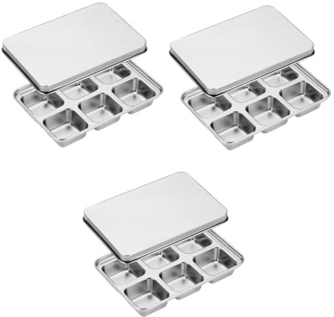 3 Pièces Moule à Glaçons Mini-frigo Bac à Glaçons En Inox Moules à Glace Empilables Bacs à Glaçons Couverts à Moule à Glace Pratique Acier Inoxydable Silver ABOOFAN