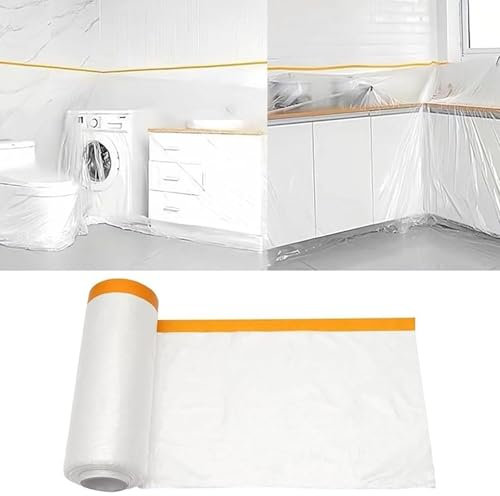 Abdeckfolie Möbel, 4 X 10m Abdeckfolie Mit Klebeband, Abdeckfolie, Malerfolie, Abdeckfolie Maler, Malerfolie Abdeckfolie, für Malerarbeiten, Renovierung, Gartenmöbel, Transparente Baufolie aus PE