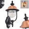 HOFSTEIN Außenwandleuchte Gascon, Außenwandlampe mit Bewegungsmelder aus Metall/Kunststoff in Schwarz/Kupfer/Klar, Wandleuchte außen im Vintage/Antik/Landhaus-Design, Garten, Hof, Haustür, E27, IP44