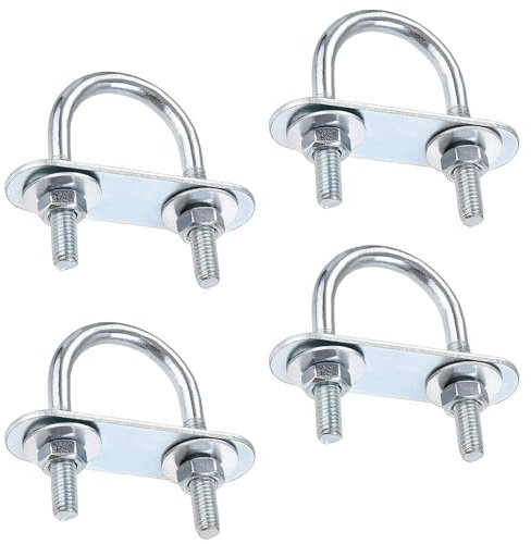 LEPEVNEY Pernos en U redondos M6, 27 mm de ancho interior, 53 mm de longitud, pernos en U de acero con tuercas, placas, arandelas para instalaciones de vehículos de construcción y barcos, 4 juegos M6