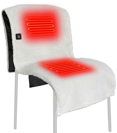 KDOFIO Elektrisch beheiztes Sherpa-Stuhlkissen, temperaturverstellbares Stuhlkissen, kabellos beheiztes Sherpa-Stuhlkissen, geeignet für die gesamte Rückenlehne und den Sitz