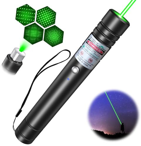LETEAPII Green Beam Light Flashlight Long Range, USB Rechargeable Tactical Flashlights with Star Cap Adjustable Focus for TV/LED/LCD Screens, Presentations, Astronomy, Camping, Hiking, and Outdoor Use