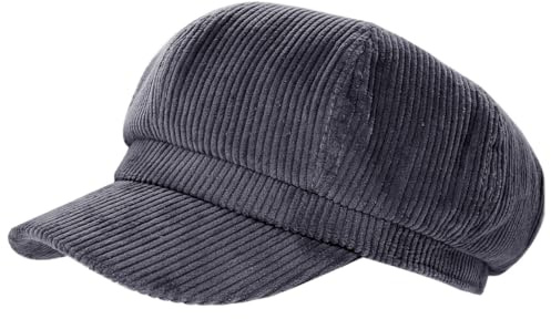 dy_mode Schirmmütze Damen Cord Kappe Ballonmütze Barett Cap - BM110 (DE/NL/SE/PL, Alphanumerisch, Einheitsgröße, BM111-Dunkelgrau)