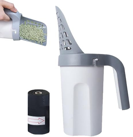 Rrlihjgu Pelle À Litière pour Chat avec Support,16x12x30cm Poubelle À Litière pour Chat Poubelle Chat Litière Portable avec Sac Poubelle, Ramasse Crotte Chat De Grande Capacité