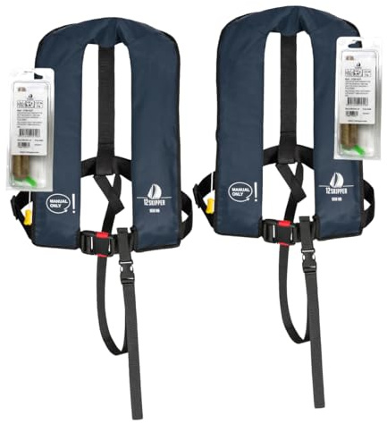 12skipper 2er-Set Rettungsweste 165N ISO mit manueller Auslösung inkl. 2 Wartungskits