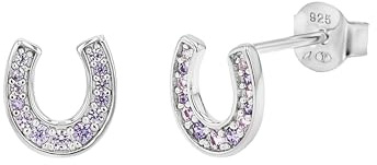 TOM TAILOR - Mädchen Ohrringe 925 Silber - mit Zirkonia Stein - Hufeisen Ohrstecker