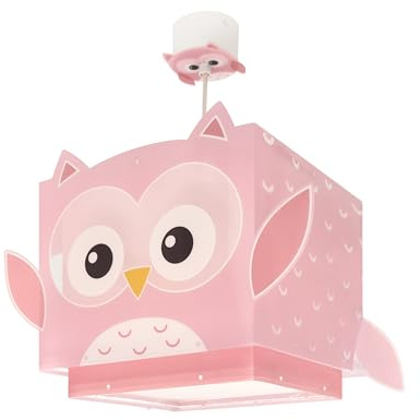 Dalber Kinder Pendelleuchte Little Pink Owl Rosa Eule 64482M | Hängelampe; Deckenleuchte; Kinderzimmer; E27 - 1 x 15W