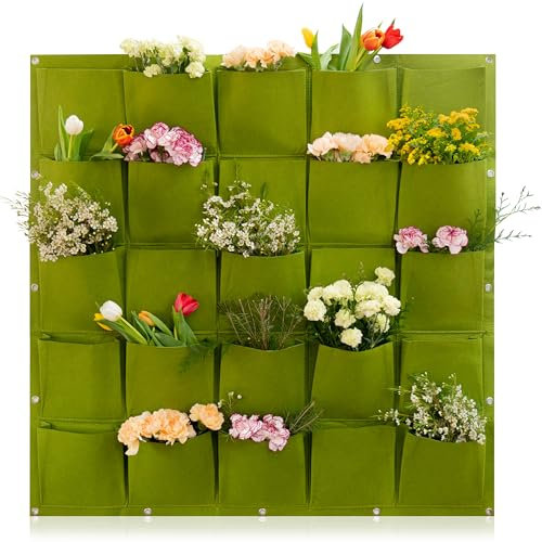 8RAIN8 Jardín Vertical Decoracion Pared con Plantas Suculentas - Jardinera Interior Exterior Huerto Urbano - Decoracion Pared con Macetas Colgantes - Maceta Vertical Bolsa de Cultivo 25 Bolsillos
