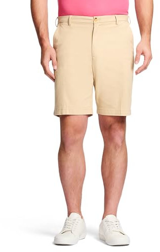 IZOD Herren Saltwater 9.5 Flat Front Chino Lässige Shorts, Helles Khaki, 46