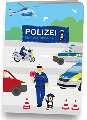 DH-Konzept Mal- und Rätselheft * Polizei * mit 12 Seiten in DIN A6 | perfekt als Mitgebsel oder Geschenk | Malbuch Polizeiauto Police Malen Malblock Kinder