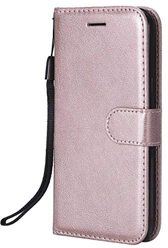 DENDICO Coque pour Galaxy J3 2016, PU en Cuir Coque Portefeuille Étui Housse, Design Classique TPU Coque pour Samsung Galaxy J3 2016 - Rose