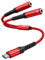 JSAUX USB C to 3.5mm Aux Dual Headphone Splitter Adapter, 2-in-1 Audio Headphone Jack Adapter Compatible with iPhone 16 Pro Max/15 Pro Max, Galaxy S24/S23 Ultra, Huawei P40, iPad Pro, Pixel-Red