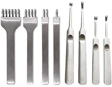 Anyasen Herramientas Cuero Kit 4mm Perforadora Cuero Perforadoras Herramientas Artesanales Costura Perforadoras Herramientas con Herramientas de Ranurado para Tallado de Cuero, 8 Piezas