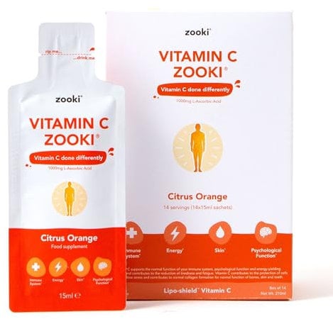 Zooki Liposomal Vitamin C 1000mg Liquid – 4X Higher Absorption – Great Taste, Sugar Free, Vegan – Alternative to High Strength Vitamin C Tablets – Immune System – Energy (Citrus Orange, 14 Servings)