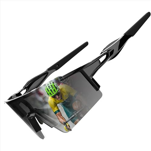 ATTCL Fahrradbrille Für Damen Und Herren UV-Schutz Polarisierte Sonnenbrille Winddichte Staubdichte Brille Für Den Außenbereich Sportbrille XQ550 Black UV400 CAT 3 CE