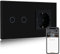 BSEED Normal enchufe con Smart ZigBee Interruptor de Luz,Compatible con Alexa y Google Home,Control de APP,2 Gang 1 Vía Interruptor de Luz con Enchufe Negro(Zigbee Gateway Hub Requerido)