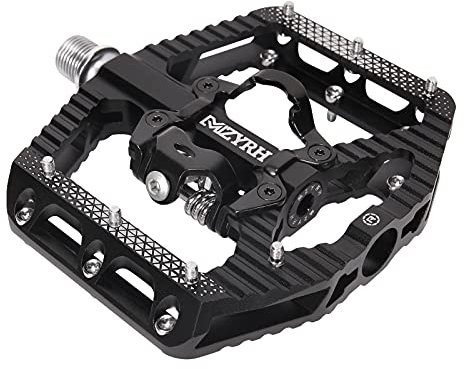 MZYRH Mountainbike-Pedale mit 3 Lagern, flache Plattform, kompatibel mit SPD, Dual-Funktion, versiegelt, Clipless-Aluminium, 9/16 Zoll, Pedale mit Klampen für die Straße